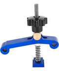 Jiawu T Slot Clamp Boss for Woodworking and Metalworking with adjustable black knob and blue arm for secure diagonal cuts.