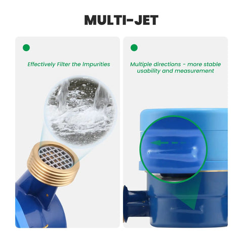 DN20 Water Meter 3/4 Inch NPT AWWA C712 Certified Gallon Water Flow Meter features multi-jet technology and filtration system.