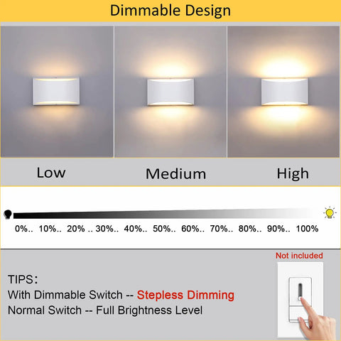 Lit Modern LED Up Down Wall Sconce 12W Dimmable Indoor Light In Warm White 3000K 1200 Lumens Aluminum dimmable design display