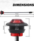 Dimensions of Meerkatt Three Quarters Inch Red LED Side Marker Light With Plug Ends shown in inches for various parts