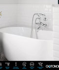 Wall Mount Clawfoot Tub Faucet With Handheld Shower Sprayer, Double Function Diverter, Hot And Cold Water Mixer in bathroom