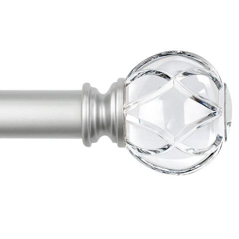 Crystal Netted Texture Silver Curtain Rod Finials For One Or Seven Eighths Inch Rods, Easy Twist Installation No Tools Needed, Fits M6 Screws, Four Colors Available Black Bronze Gold Silver, Modern Home Decor Accessory, close-up