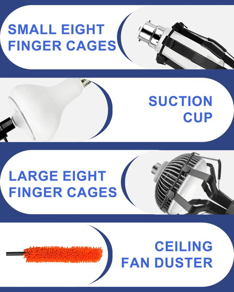 Rock Solid Telescopic Light Bulb Changing Pole With Strong Suction Grip And Swappable Baskets For High Ceilings And Recessed Lighting Built Tough For Dead Simple Twisting Up To Twenty Six Feet Long