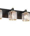 Modern Crystal Vanity Light Fixture For Bathroom Four Light Bar In Black And Gold Finish E12 Bulbs Up To 60W Dimmable And Non Dimmable Compatible 27.55 Inch Long By 4.33 Inch Wide Wall Mount Bath Lighting