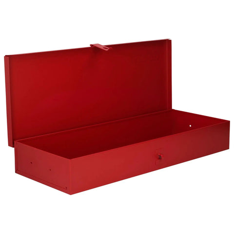 Heavy Duty Metal Tool Box For Socket Sets And Tools, 24 Gauge Steel Construction With A Durable Red Finish, 23.6 Inch Long, 9.3 Inch Wide And 3.6 Inch High, Perfect For Organizing Wrenches, Bits, And Sockets In The Shop