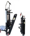 Hustle-Free Electric Stair Climbing Hand Truck With Powerful Motor And Five Robust Wheels For Easy Load Handling, portable design, foldable, side view.