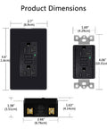 Dimensions of Heavy Duty Black GFCI Outlet 20 Amp With Snazzy Led Light And All Weather Shield Etl Approved Wall Socket.