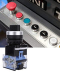 Set Of 10 3 Position Self Locking Rotary Switches 22mm Panel Mount Changeover 440V For Electrical Panels And Motor Control Heavy Duty Industrial Grade Ready, close-up view.
