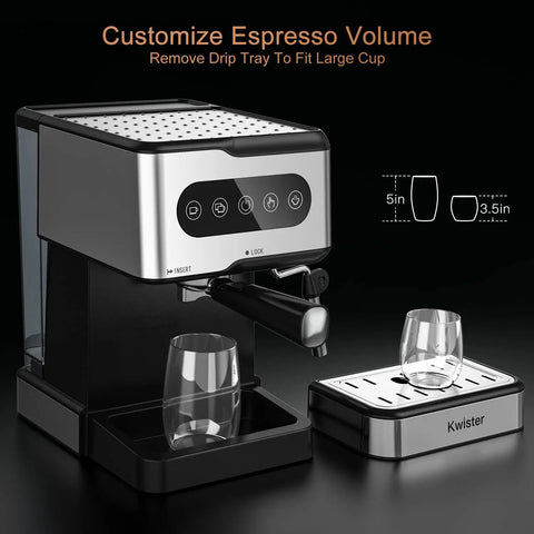 Kickstart Your Morning Hustle With This Sick Espresso Machine Pulling Smooth Shots And Rich Crema Using 20 Bar Pressure Combined With A Fast Milk Frother Sleek Digital Controls And A Roomy 50 Oz Removable Tank Made From Tough Stainless Steel with customizable drip tray.