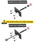 Amazon Harley M8 cam bearing installer/remover tool in black; includes mounting plate with bolts and puller rod