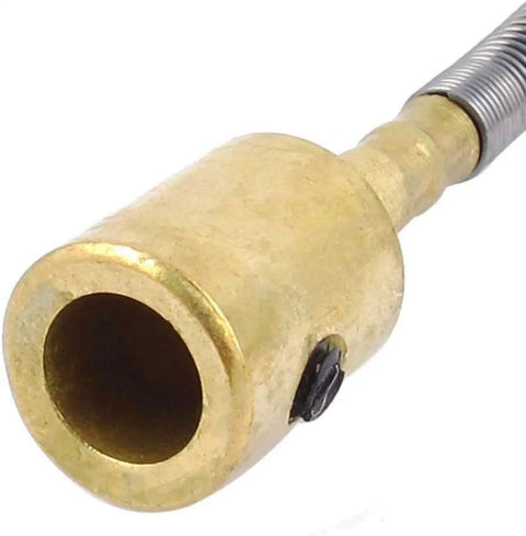 Close-up of 2 Pack 99cm Metal Flexible Inner Shaft Cable end for Bench Grinder and Drill Press Rotary Motors, brass connector detail.