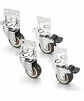 ElaraBerry 20 Sets 1.25" Side Mount Plate Casters, L Shaped Plate Castors in a pack of 4 with brake, showcasing chrome finish.