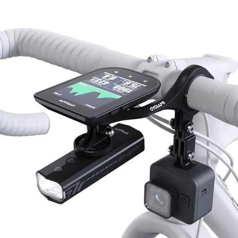 Out Front Bike Mount For Garmin And More Multi Position Extension Holder For 25 Point 4 Mm And 31 Point 8 Mm Handlebars Fits Wahoo Bryton iGPSPORT XOSS CooSpo Computers GoPro And Lights Tool Free Setup With 3 Mounting Bases on bike handlebars