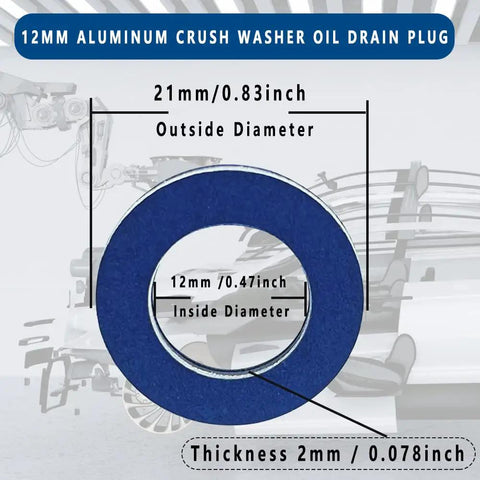 Oil Drain Plug Gasket Replacement Kit For Toyota Lexus Scion Aluminum Crush Washer Seals Heavy Duty 100 Pack Fits OEM 9043012031 90430T0024 9043012018 90430C0005, 12mm