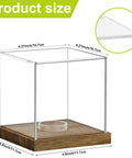 Clear Acrylic Softball Display Case With Wood Base dimensions, highlighting size of dustproof memorabilia stand cube holder