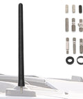Black Short Rubber Six And Three Quarters Inch Universal Antenna Kit with stainless steel threading, copper coil, fits cars trucks SUVs