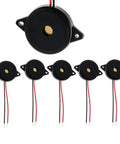 Enclosed Piezo Buzzer Alarm 95 DB With Wires Pack Of 5, 30mm piezo element, black casing with mounting holes for easy install.