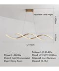 Upgrade Your Digs With This Slick Wave Shaped LED Pendant Light Boasting A Premium Gold Chrome Plated Finish Perfect For Restaurants Kitchens And Chill Dining Spaces - Dimensions 110cm x 15cm x 100cm.