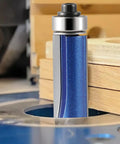 No Fuss Professional Grade 1/4 Inch Shank Top Bearing Flush Trim Router Bit For Efficient Wood Synthetic And Laminated Board Trimming Rock Solid Finish mounted in a router for precision wood edging.