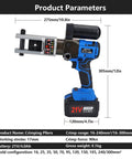 Badass Electric Hydraulic Crimping Pliers With Rock Solid 4.0 Ah Battery Packs, showing detailed specs and design for efficient cable cutting.