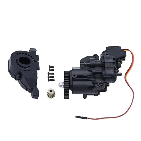 Dual Speed RC Gearbox With Servo And Internal Gears For 1 To 10 RC Crawler Upgrade Parts TRX4 TRX6 with metal, plastic components