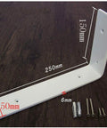 Hefty Hold Rock Solid L Shaped Wall Brackets For Corner Shelves 100 Kilogram Support with dimensions and screws.