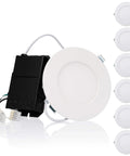 Ultra Thin 6 Inch LED Recessed Light Kit With Junction Box Pack Of 6 13.5W Dimmable Canless Ceiling Lights ETL ES Listed IC Rated