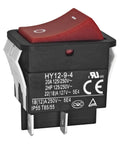 Front view of Beefy Heavy Duty Rocker On Off Switch 4 Pin IP55 125/250V 20A 2HP for welding machines and household appliances