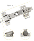 Knockout Durability One Pair 175 Degree Concealed Cabinet Hinges showing dimensions and soft close mechanism for cupboards.