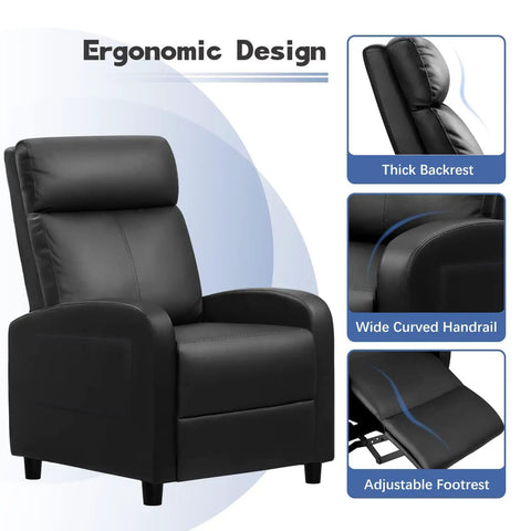 Massage Recliner Chair For Your Living Room Adjustable PU Leather With Footrest Ergonomic Home Theater Seating