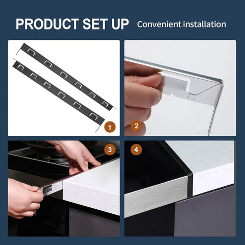 Long Stainless Steel Stove Gap Covers 2 Pack 25.6 Inches By 0.4 Inches Wide Heat Resistant And Easy To Clean Oven Gap Filler