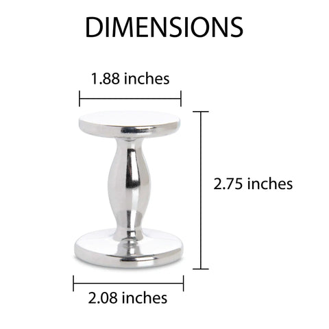Heavyweight Dual Sided Espresso Tamper Made From Durable Aluminum With 48 Millimeter And 53 Millimeter Ends showing dimensions