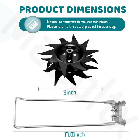 Tines And Kick Stand Kit For Mantis Echo Tillers Replacement 1622 Tines And 4333 Stand 9in tine and 17in stand dimensions