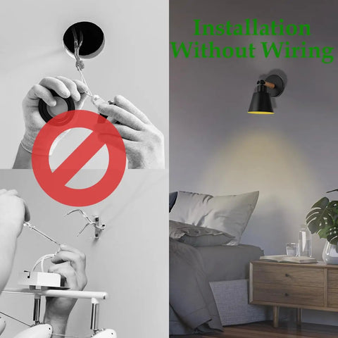 Black Wireless Led Wall Sconces Set Of Two With Remote Control Dimmer And Auto Timer Zero Drilling Hassle straight forward battery mount installation without wiring.