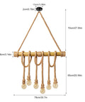 Six Heads Hemp Rope Pendant Light With Vintage Bamboo Chandeliers Fixture For Kitchen Island And Rustic Industrial Hanging Lamp For Bedroom Restaurant Cafe Bar Or Country Style Decor
