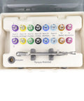 Pro Grade Prosthetic Torque Wrench And All In One Multi Driver Tool Kit with organized torque ratchet and driver heads.