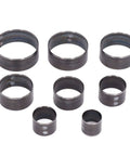 Leather Cutting Dies Set, 8 Pcs Alloy Steel Round Punch Tool Kit for Leather Craft 25-60mm, shown in arranged view