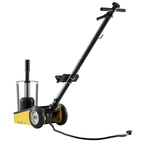 22 Ton Workhorse Air Hydraulic Floor Jack For SUVs And Trucks Heavy Duty Steel Pneumatic Lift With Quick Lift Pump Extension Posts And Rugged Racing Style Design For Easy Lifts And Heavy Vehicle Service, side view