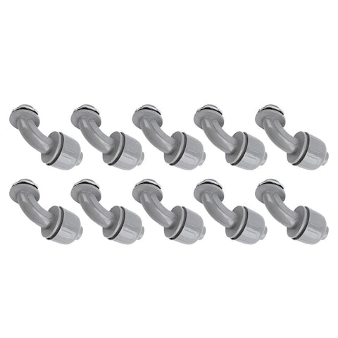 10 Pack Tough 1 Inch NPT Liquid Tight Flex Conduit Connectors 90 Degree Elbow Non Metallic Electrical Cord Grip Adapters