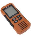 ViaGasaFamido Wall Scanner Stud Finder, 5-in-1 with LCD Display for Metal in orange color, showing front view and controls.