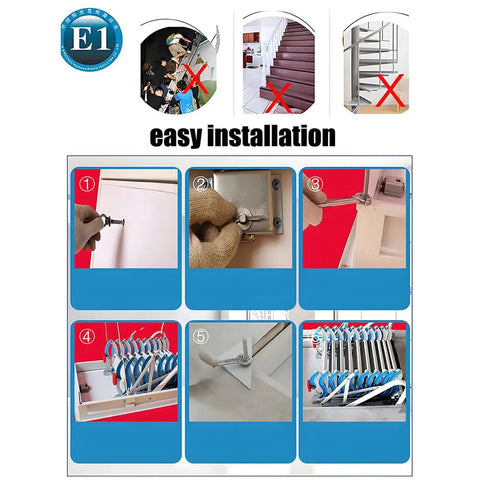 Step-by-step installation guide for Hella Durable Telescopic Hinged Ladder Kit With Foldable Aluminum Frame 3M Height.