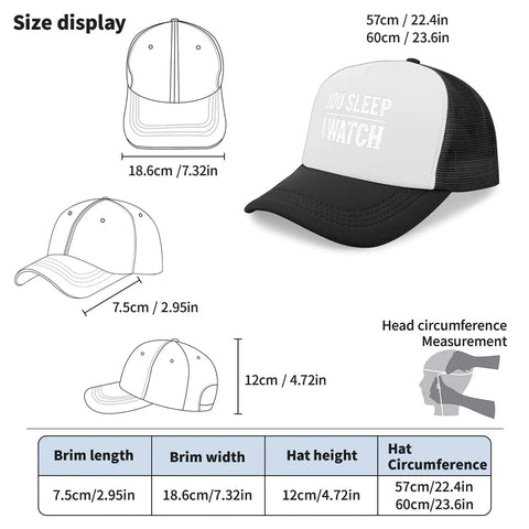 All Day Comfort Mens Breathable Golf Trucker Hat With Front Artwork Adjustable Buckle Cap size display chart