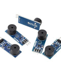 5 Pack Passive Buzzer Module For DIY Projects With LED Ready Low Level Sound 3.3V To 5V 3 Pins Mounting Nuts Included