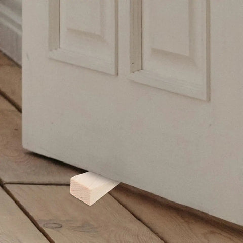 Two Pack Wooden Door Stop Wedge Shape Keeps Doors Open And Prevents Slamming Sturdy Beige Non Slip Door Stopper For Bedroom And Office