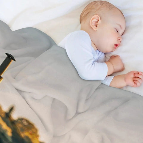 Sleeping baby under Farm Tractor Flannel Throw Blanket 60 By 80 Inches Extra Soft Cozy And Lightweight Plush Throw