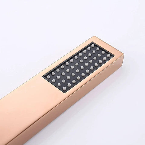 CUTPOIY Rose Gold Shower Set - 10 Inch Ultra-Thin High Pressure Head & Handheld Shower with black spray face