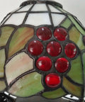 Close-up of Grapes Tiffany Style Stained Glass Mini Table Lamp Night Light For Bedside And Living Room, 7 Inch Tall, handcrafted glass.
