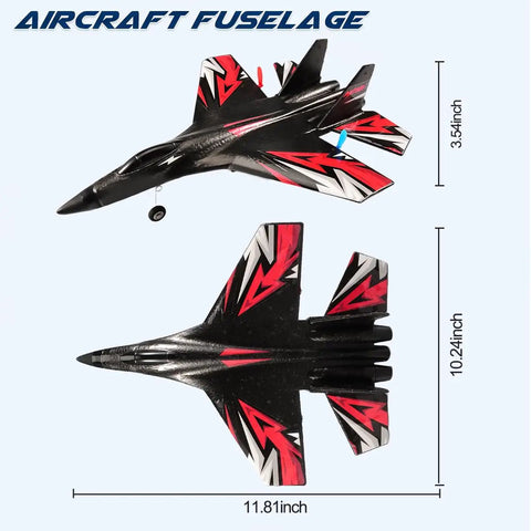 Top and side view of SU27 RC Plane Ready To Fly Two Batteries Included With 6 Axis Gyro Stabilizer And Two Channel RTF Control