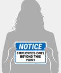Employees Only Beyond This Point Sign Made From Rust Free Aluminum For Indoor Outdoor Use Tough As Nails Weather Resistant Workplace Safety Signage For Offices Shops Warehouses And Facilities, blue notice sign