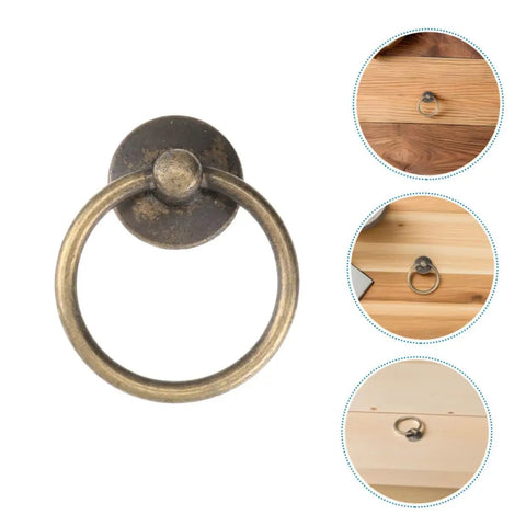 8 Pack Vintage Metal Drop Ring Drawer Pull Handles Zinc Alloy Circular Cabinet Hardware For Kitchen Bedroom Office Cabinets